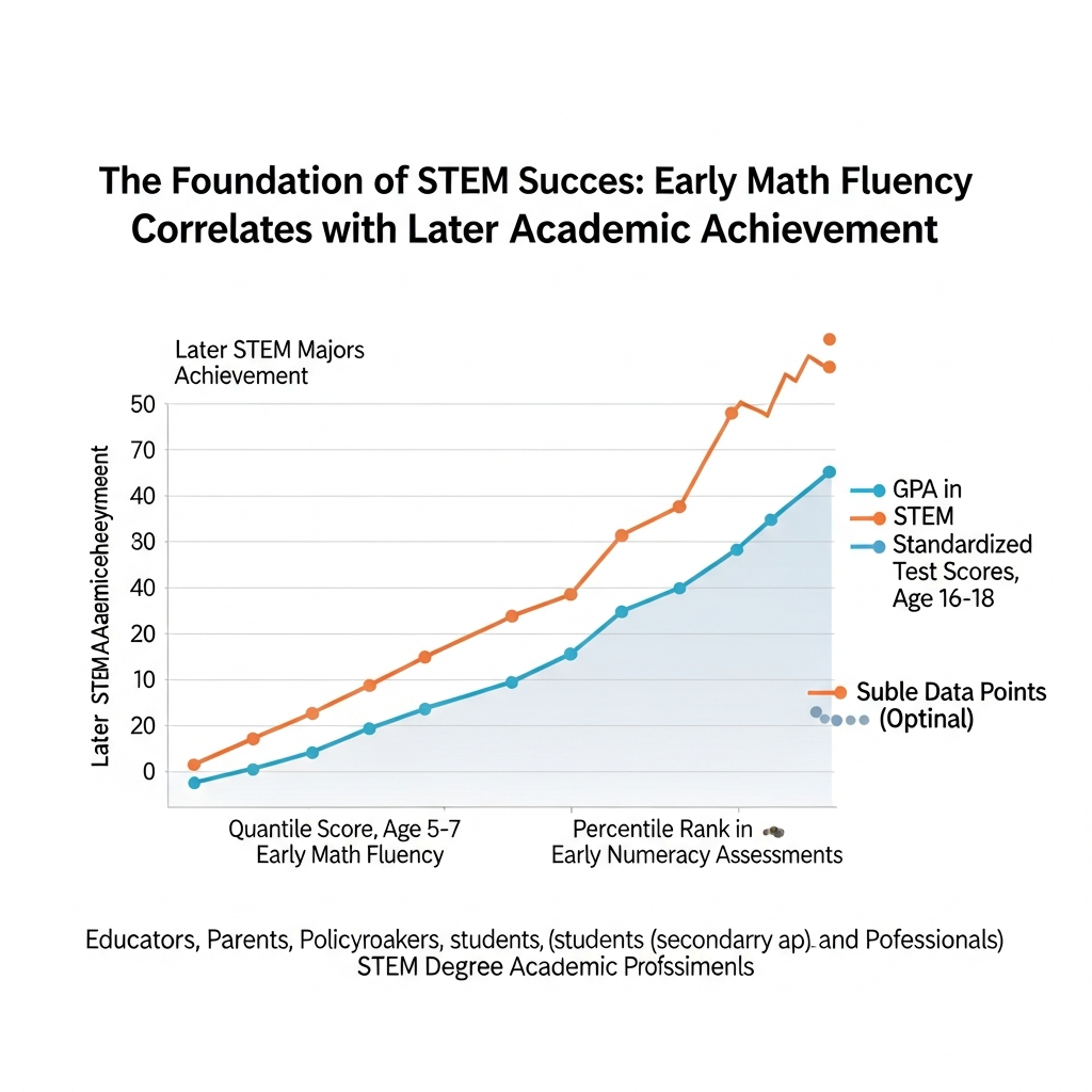 Chart illustrating the correlation between early math fluency and later academic achievement in STEM fields.